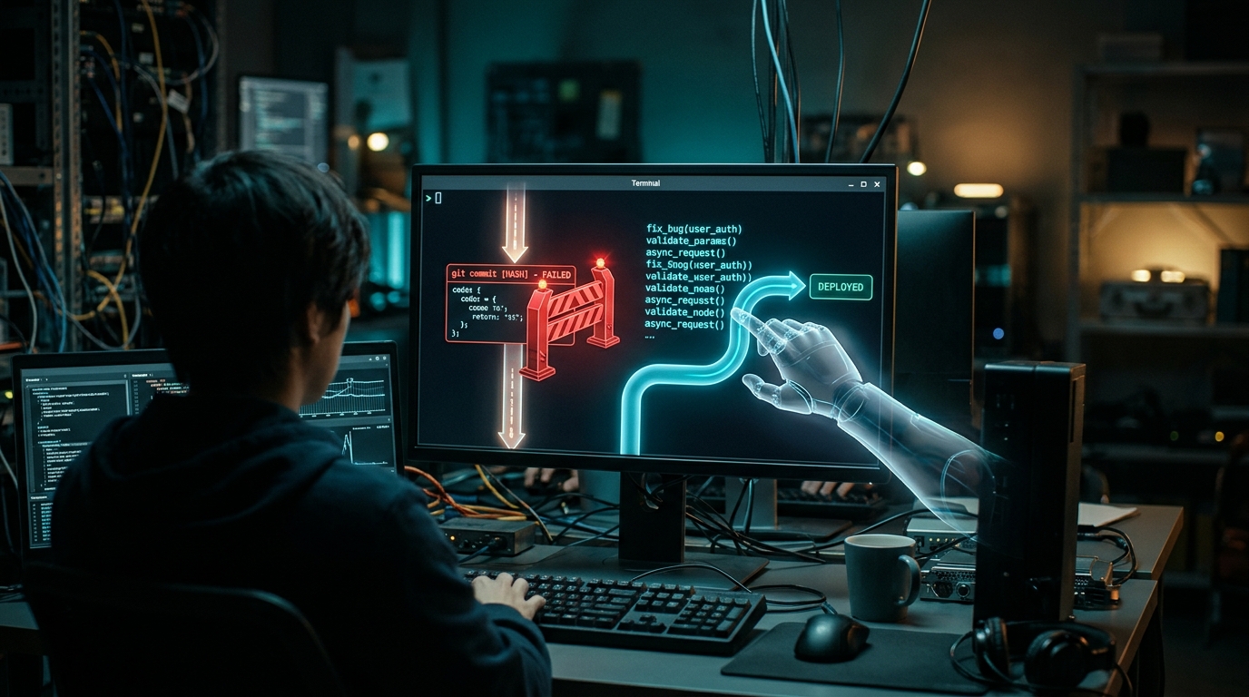Jeffrey Huntley conserta agentes de código com um hook de pre-commit e chega a 10 de 10