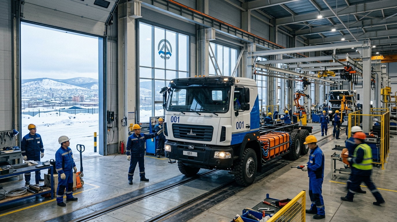 BaikalAvtoTrak Builds First Electric Truck, Serial No. 001, in Ulan-Ude